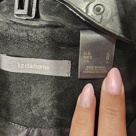 Liz Claiborne 100% Suede Women's Black Zip-Up Jacket Size Large - Picture 2 of 9